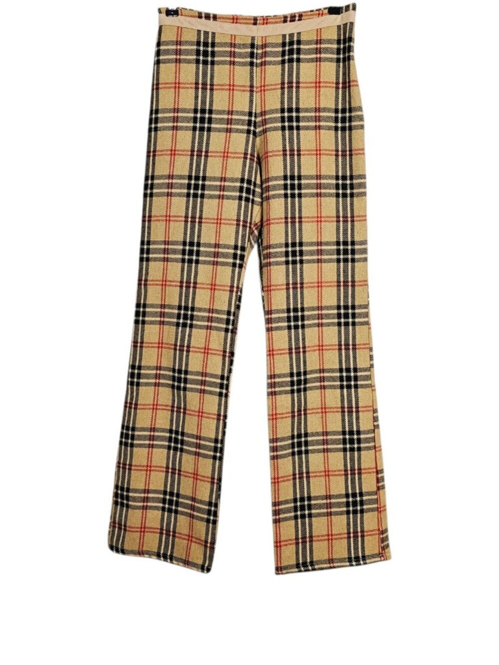 Sogni Infiniti Milano Italian Glen Plaid Checked Wool Trouser Pants Size S Tan